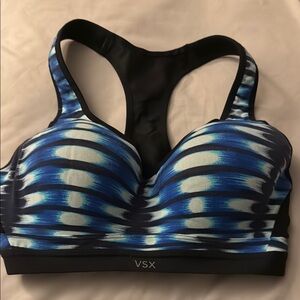 VSX Blue and Black Sports Bra for High Impact